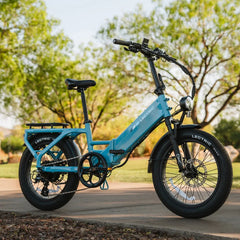 XP4 750 Step-Thru Raindrop Blue + FREE LevelUp Rack, Phone Mount, Suspension Seat Post, Elite Headlight, Bike Lock ($365 Value)